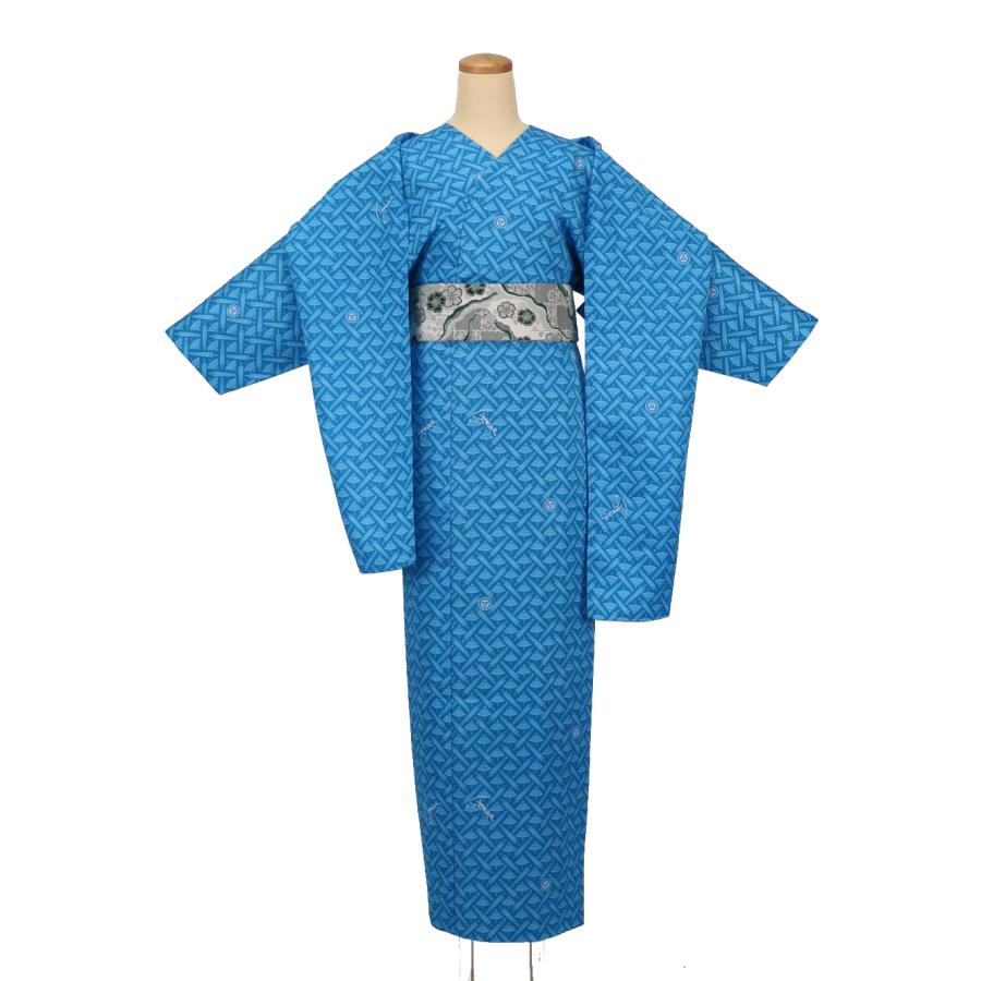 簡単に着れる 洗える 袷 3点セット(小袖着物＋リボン帯＋