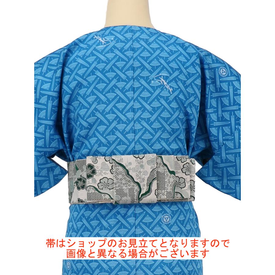 簡単に着れる 洗える 袷 3点セット(小袖着物＋リボン帯＋ショール 