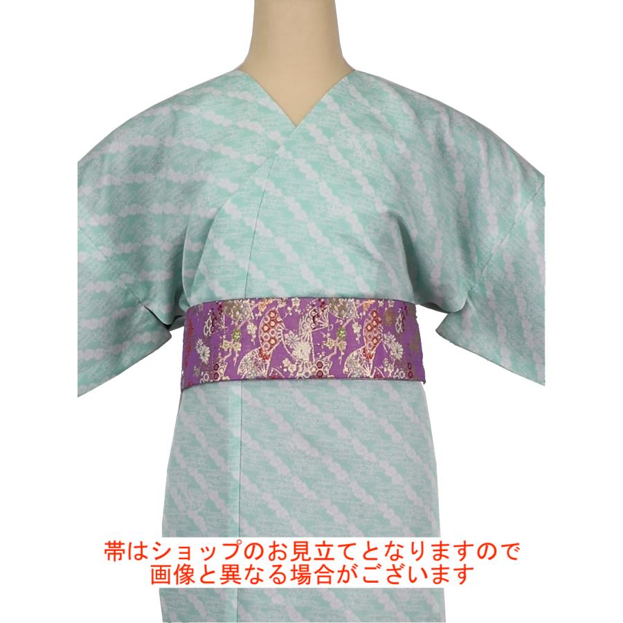 簡単に着れる 洗える 袷 3点セット(小袖着物＋リボン帯＋ショール