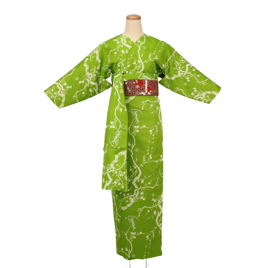 簡単に着れる 洗える 袷 3点セット(小袖着物＋リボン帯＋ショール