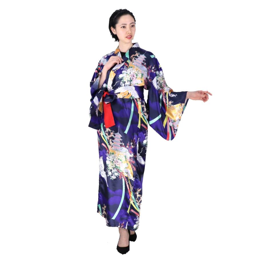 和柄 ガウン(ローブ) リボン付き シルクタッチ 羽織 海外 お 和柄 ガウン(ローブ) リボン付き シルクタッチ 羽織 海外 お