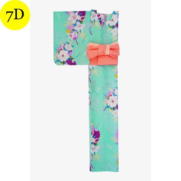 簡単に着れる 洗える 着くずれない 浴衣＋帯セット レディース 衿なし