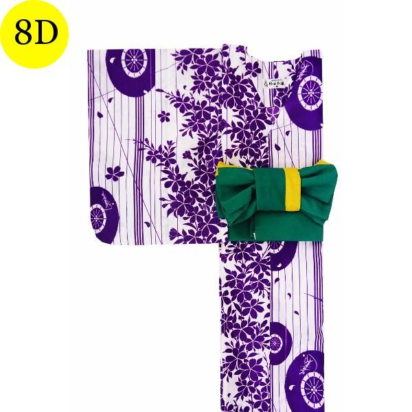 簡単に着れる 洗える 着くずれない 浴衣＋帯セット レディース 衿なし