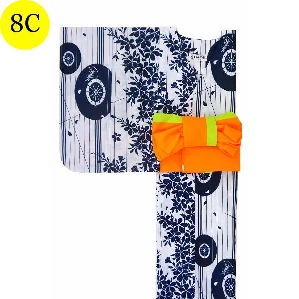 簡単に着れる 洗える 着くずれない 浴衣＋帯セット レディース 衿なし