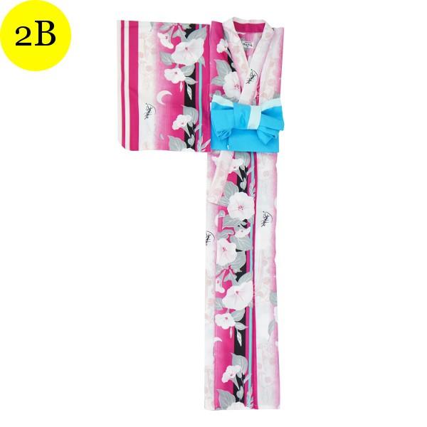 簡単に着れる 洗える 着くずれない 浴衣＋帯セット レディース 衿つき