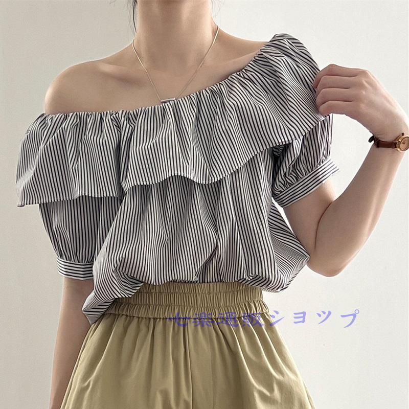 bibiy. フリル ペプラム　半袖シャツ ネイビー　pop up限定 bibiy. フリル ペプラム 半袖シャツ ネイビー pop up限定