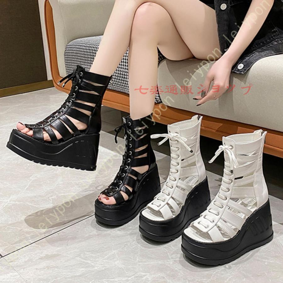 サンダル レディース 厚底 チャンキーヒール ブーツサンダル