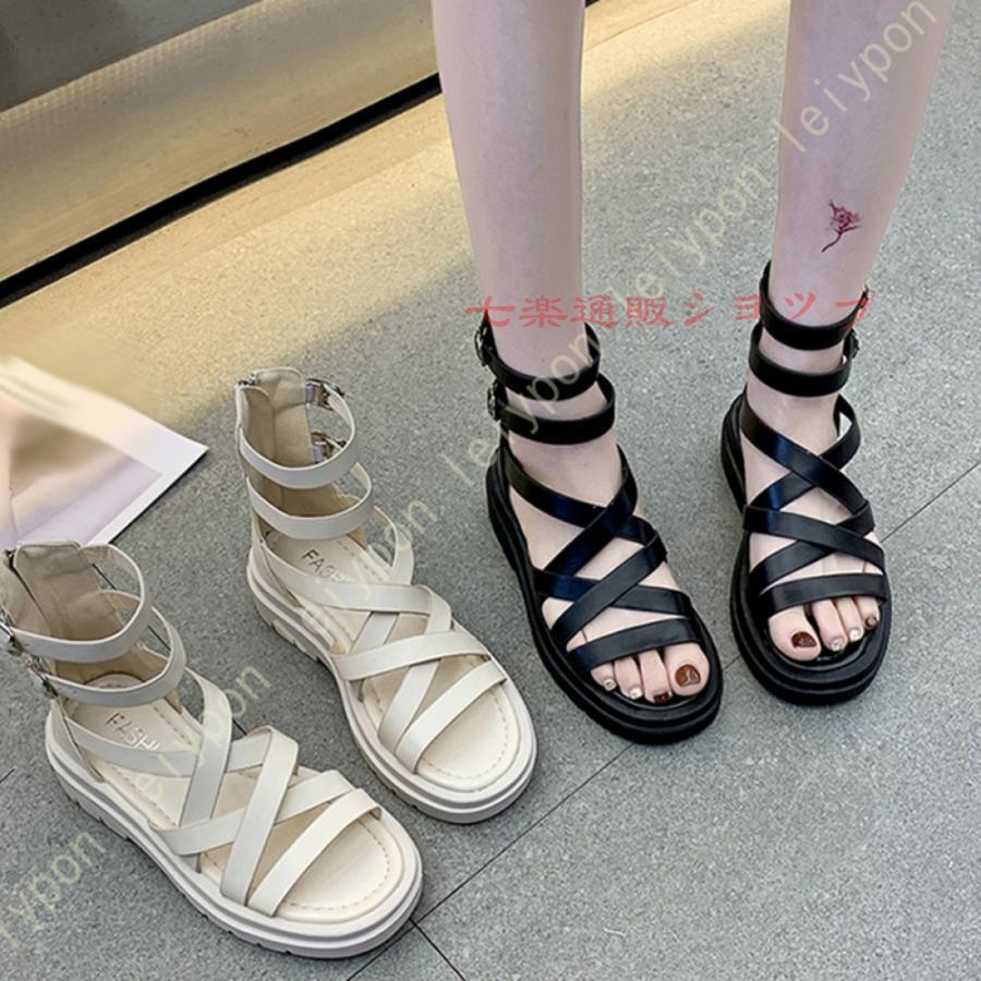 レディース グラディエーター サンダル 夏靴 歩きやすい バックジッパー ブーツサンダル ローヒール 4cmヒール 大きいサイズ 小さいサイズ レディース グラディエーター サンダル 夏靴 歩きやすい バック