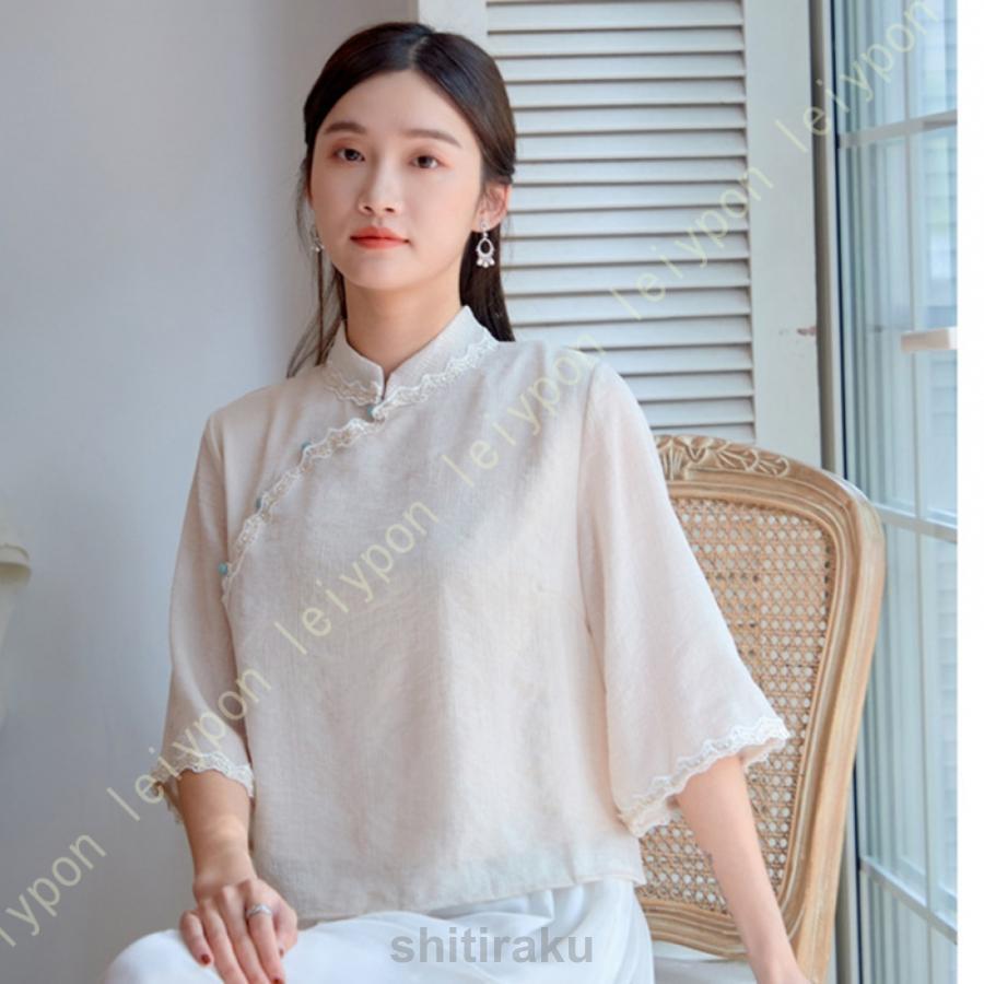 トゥジュー　シャツ　レディース　2　チャイナボタン　ジャケット　ブラウス　ワイド Amazon | [JINPIN] レディース シャツ チャイナ ブラウス