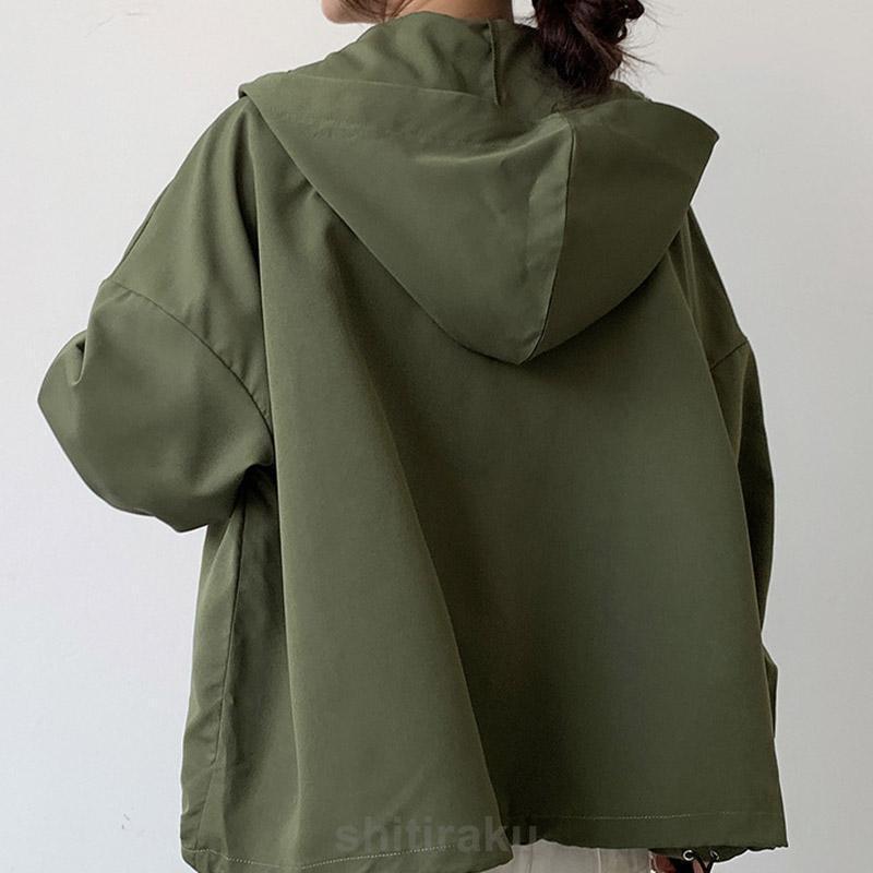 春秋 コート トレンチコートアウター レディース フード付き マウンテンパーカー Aライン ショート 日焼け止め 薄手 カジュアル | ブランド登録なし | 12