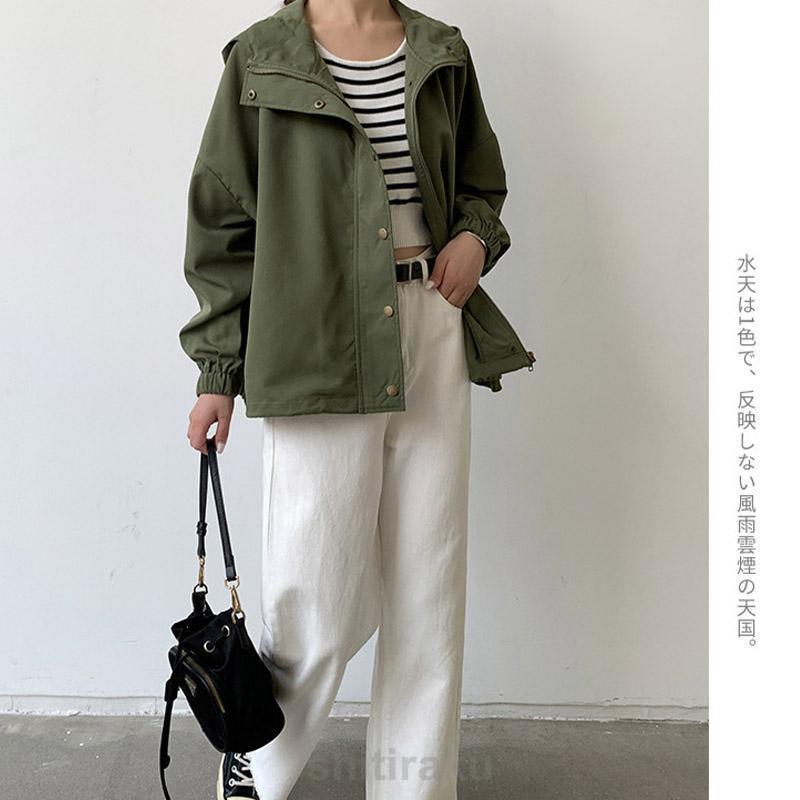 春秋 コート トレンチコートアウター レディース フード付き マウンテンパーカー Aライン ショート 日焼け止め 薄手 カジュアル | ブランド登録なし | 13