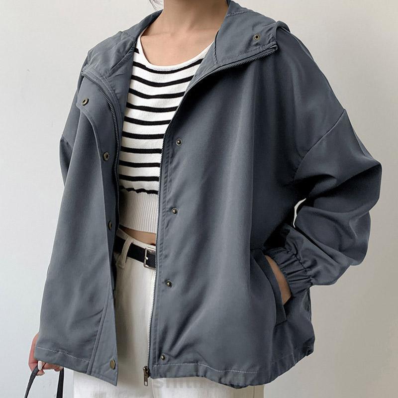 春秋 コート トレンチコートアウター レディース フード付き マウンテンパーカー Aライン ショート 日焼け止め 薄手 カジュアル | ブランド登録なし | 19