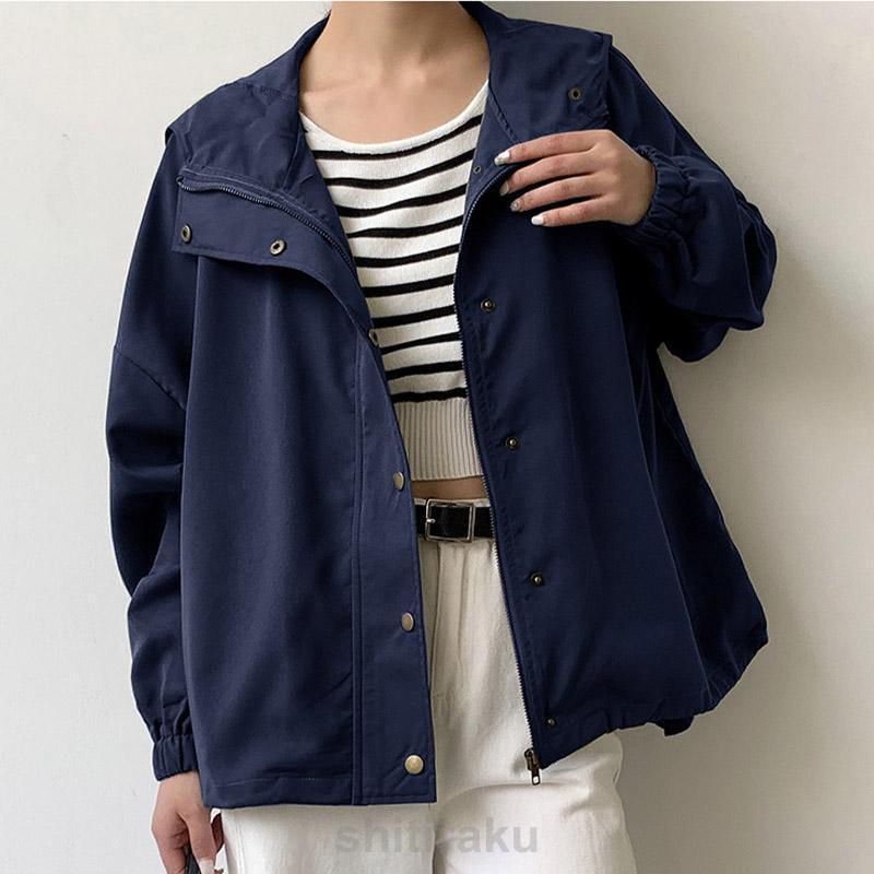 春秋 コート トレンチコートアウター レディース フード付き マウンテンパーカー Aライン ショート 日焼け止め 薄手 カジュアル | ブランド登録なし | 20