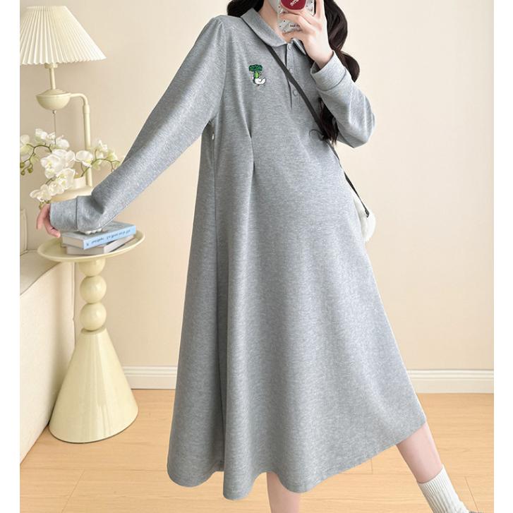 マタニティ服 ワンピース 無地 フレアワンピース 妊婦服 長袖パーカーワンピース マタニティワンピース 長袖 ロンT 重ね着風 カジュアル 安い | ブランド登録なし | 10