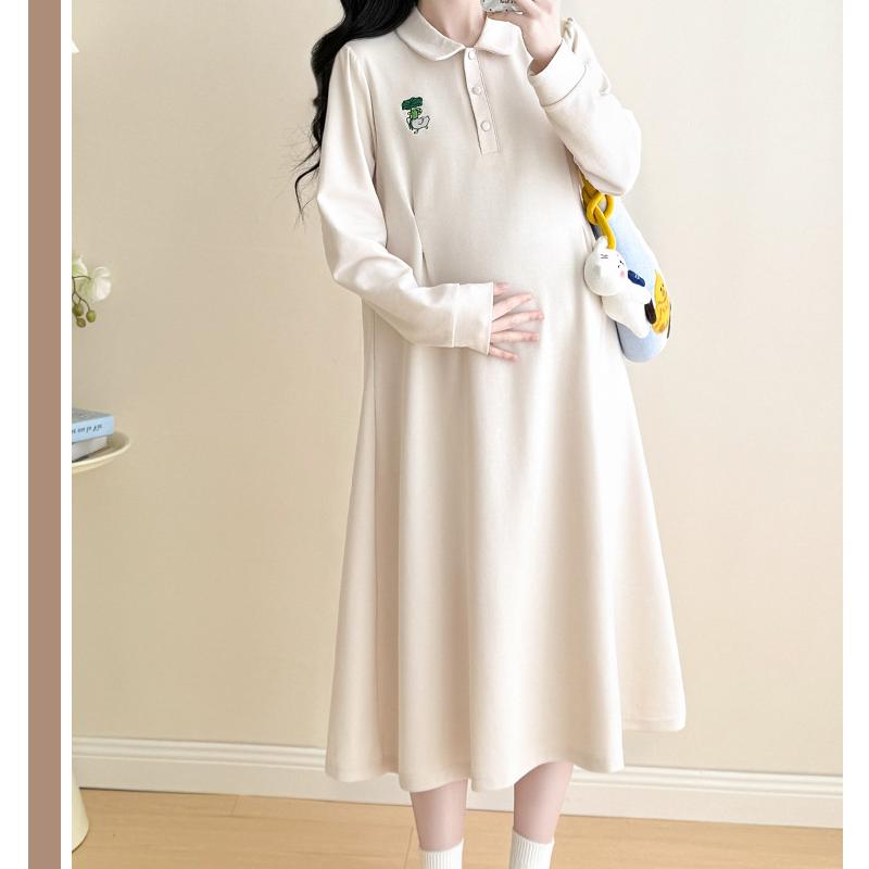 マタニティ服 ワンピース 無地 フレアワンピース 妊婦服 長袖パーカーワンピース マタニティワンピース 長袖 ロンT 重ね着風 カジュアル 安い | ブランド登録なし | 12