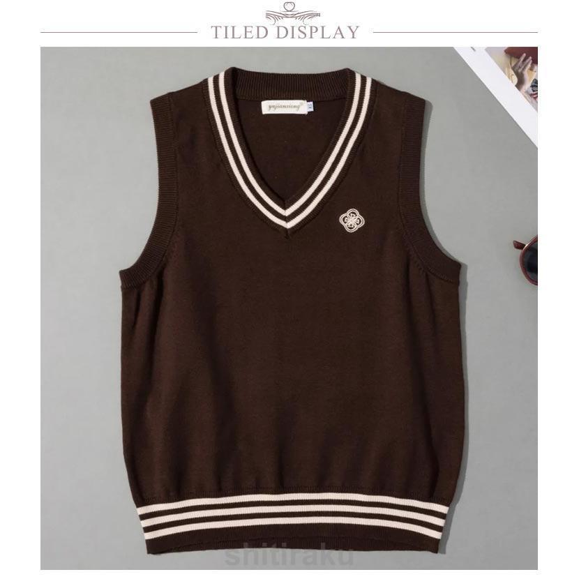 ニット ライン入り 女の子 ライン入り ギフト ニット 学生服 Vネック ベスト 制服 かわいい セーター 高校 高校生 中学 レディース ショート | ブランド登録なし | 14