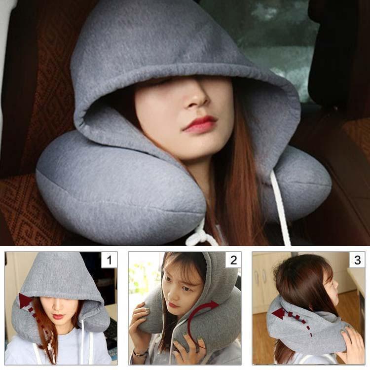 旅行グッズ ネックピロー 首枕 携帯枕 飛行機 車 旅行 低反発 仮眠 フード 車用品 便利グッズ 車 グッズ 飛行機 安眠 トラベルグッズ 枕 肩 | ブランド登録なし | 01