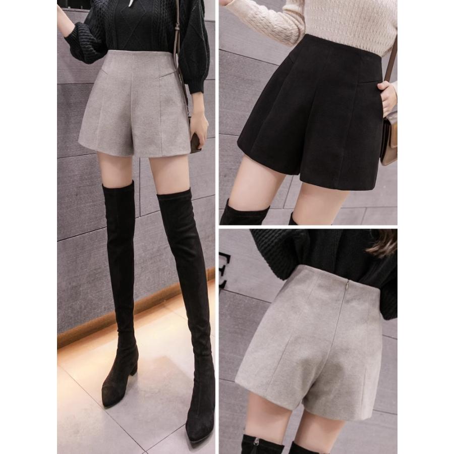 ショートパンツ レディース 秋 冬 ショーパン 黒 グレー 起毛