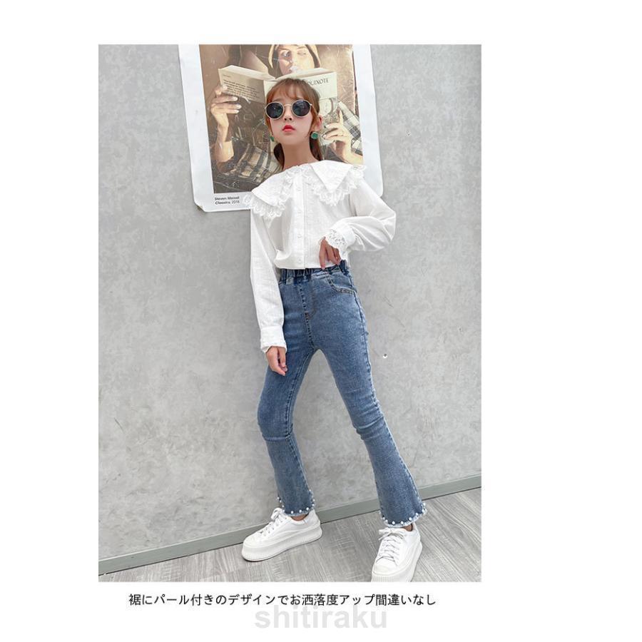 デニムパンツ 女の子 デニムブーツカット パンツ フレアパンツ ロングパンツ ボトムス キッズ ジュニア 女の子 学生 子供 伸縮性 おしゃれ | ブランド登録なし | 03
