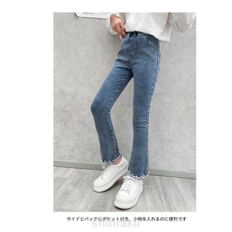 デニムパンツ 女の子 デニムブーツカット パンツ フレアパンツ ロングパンツ ボトムス キッズ ジュニア 女の子 学生 子供 伸縮性 おしゃれ | ブランド登録なし | 04