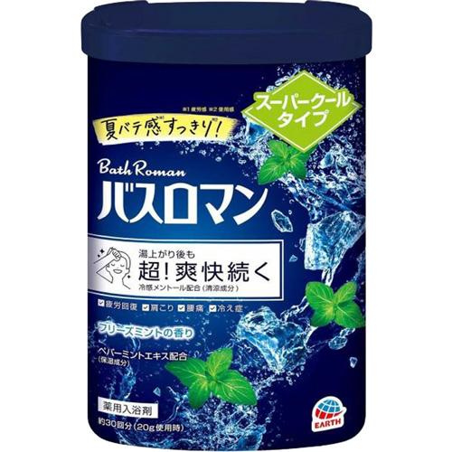 アース製薬 バスロマン スーパークールタイプ 600g 4901080581716 -su  薬用 入浴剤