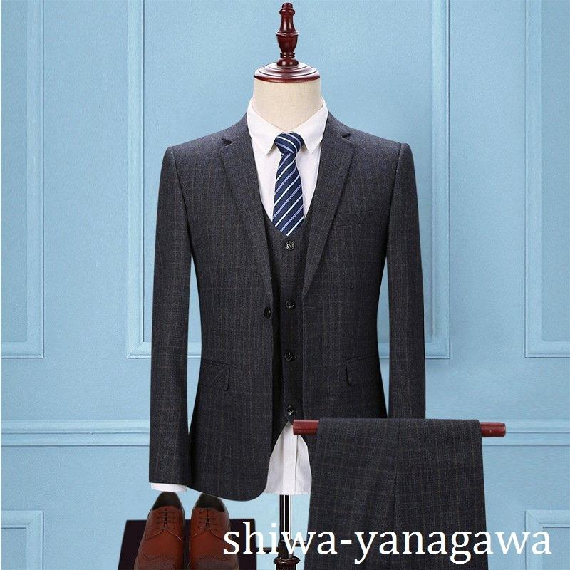 スーツ メンス 2点セット スリーピーススーツ 4点セット 2つボタン チェック柄 チェック XS-3XL ビジネス 就職 結婚｜shiwa-yanagawa｜17
