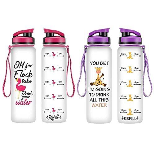ファッションなデザイン 32oz LEADO 1Liter Pack 2 Marker w/Time Bottle Water Tracking Motivational 水筒