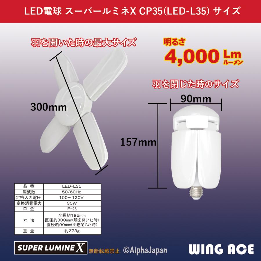 35W LED電球付屋内用クリップランプ スーパールミネX CP35 LA-3505-LED｜shizaiyacom｜04