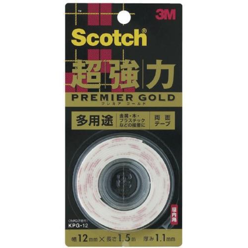 3M スコッチ 超強力両面テープ プレミアゴールド 多用途 12mm×1.5m