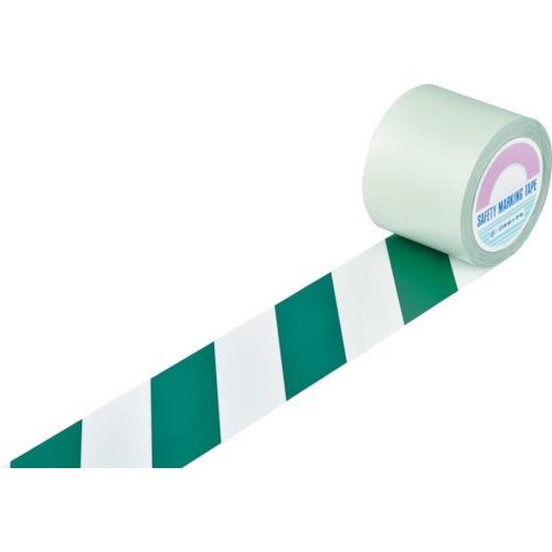 緑十字　ガードテープ（ラインテープ）　白／緑（トラ柄）　１００ｍｍ幅×２０ｍ　《発注単位：1巻》［OB］