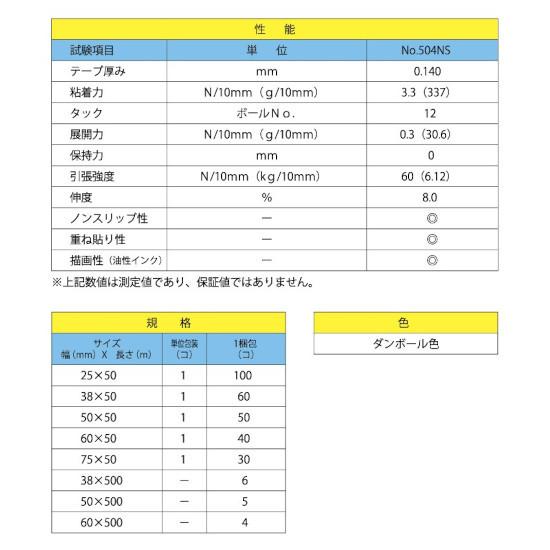 セキスイ　スーパークラフトテープ　60mm×500m　（ケース売り）［HA］《法人宛限定》　No.504NS　ダンボール色　4巻入　長尺