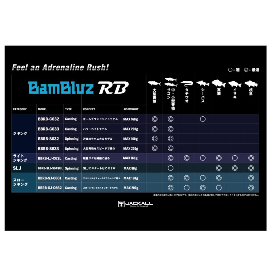 JACKALL(ジャッカル)　'21 BAMBLUZ RB(バンブルズRB) BBRB-C632 (ジギングロッド)(ベイト・ジョイントカット2ピース) -｜shizenmankituya｜04