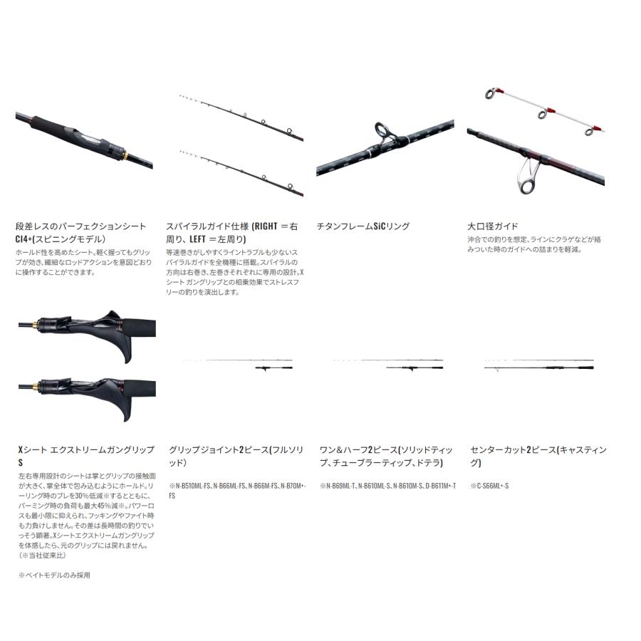 シマノ ENGETSU XTUNE(炎月/エンゲツ エクスチューン) D-B611M+-T/RIGHT ドテラ調子 (右巻き仕様)(タイラバロッド)(グリップジョイント2ピース)(357755)-｜shizenmankituya｜03