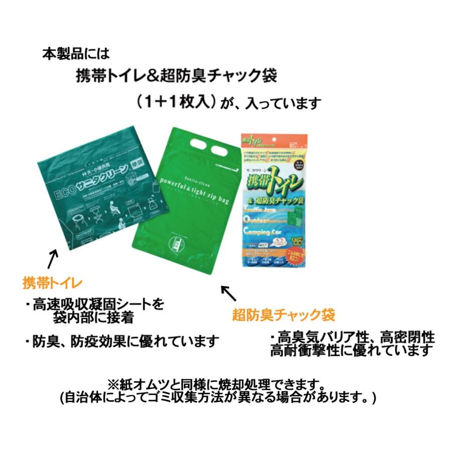 サニタクリーン 携帯トイレ(1枚)＆超防臭チャック袋(1枚) (簡易