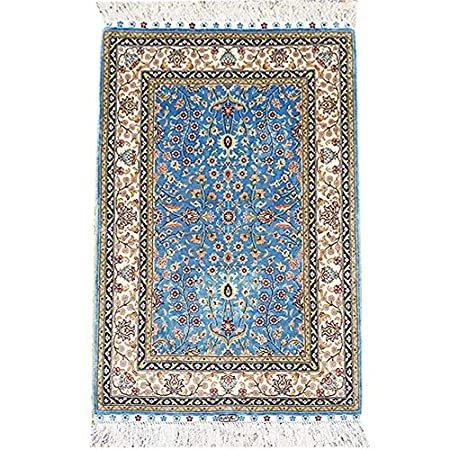100%正規品 Tabriz Small 2x3 Rug Silk RUG 好評販売中YUCHEN Prayer Carpe Silk Persian Knotted Hand カーペット、ラグ