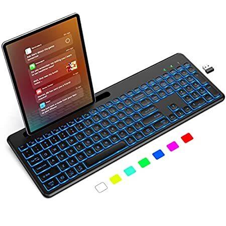 高評価！ Keyboard Rechargeable Keyboard, Bluetooth Wireless Backlit with L　並行輸入品 Colored 7 キーボード