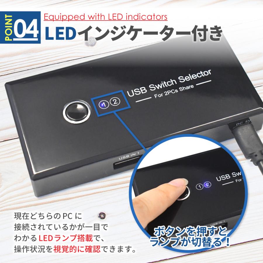シズカウィル（shizukawill） 2in4 USB切替器 USB2.0 高速転送 PC2台用