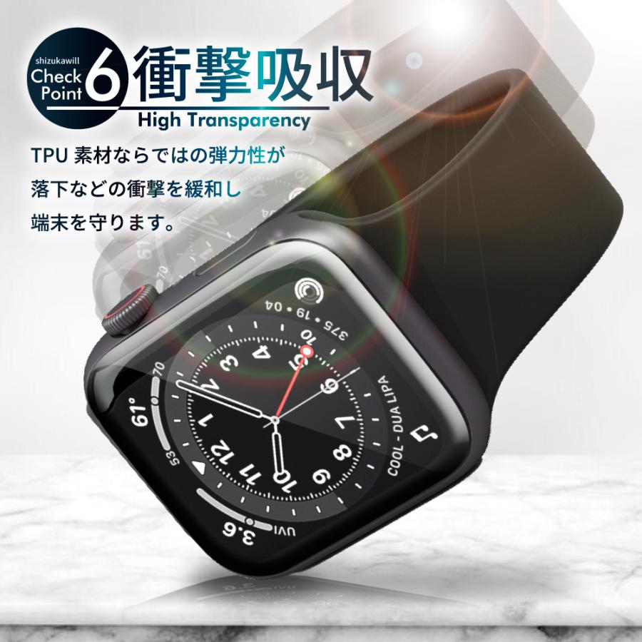 アップルウォッチ フィルム Apple Watch 4 5 6 SE SE2 40mm 44mm 保護フィルム AppleWatch 7 8 9 41mm 45mm 3D 曲面 TPUフィルム 2枚セット シズカウィル｜shizukawill｜11