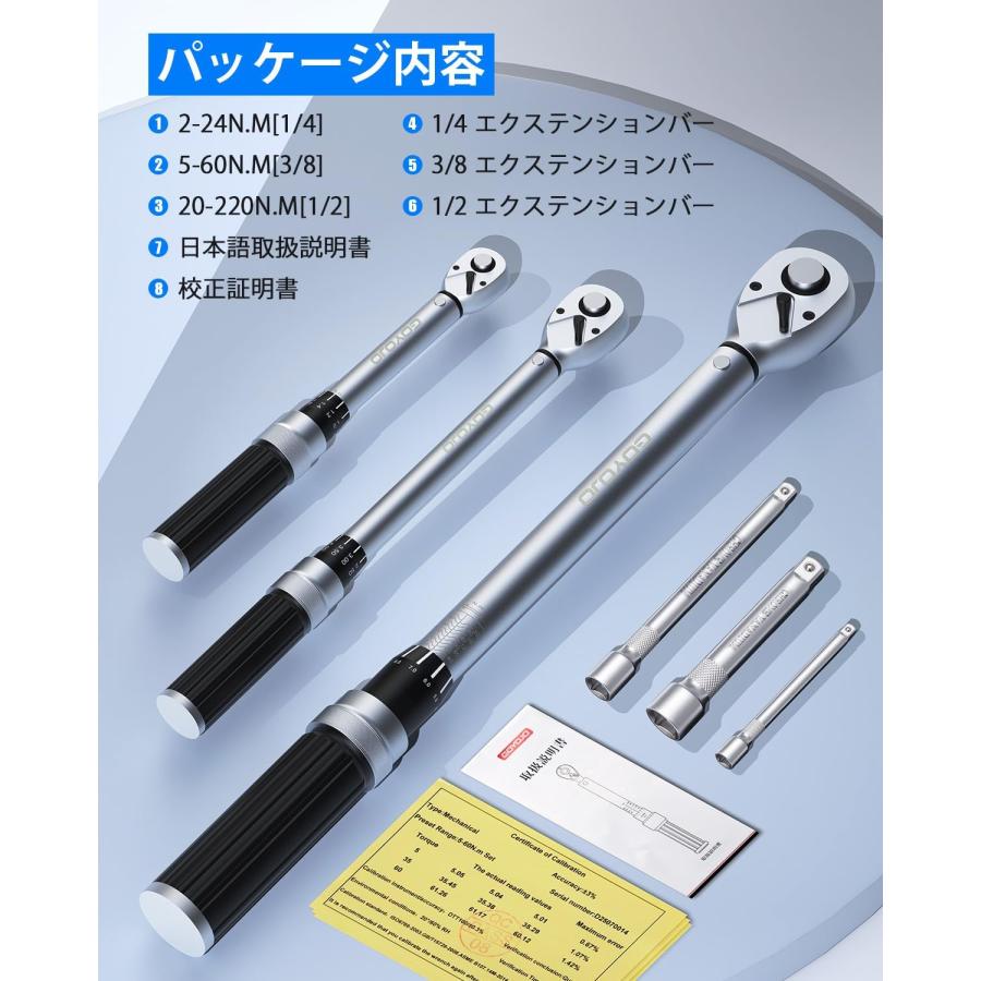 トルクレンチ プレセット型 新モデル 6点セット 差込角(1/4・3/8・1/2