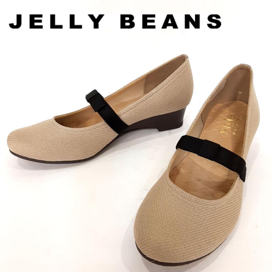 JELLY BEANS（ジェリービーンズ） ローヒール ウエッジ 甲ゴム リボン 