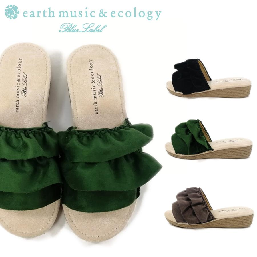 フリル サンダル アースミュージック エコロジー ローヒール 靴 レディース Em 16 100 Onstep 旧シューズshobido 通販 Yahoo ショッピング