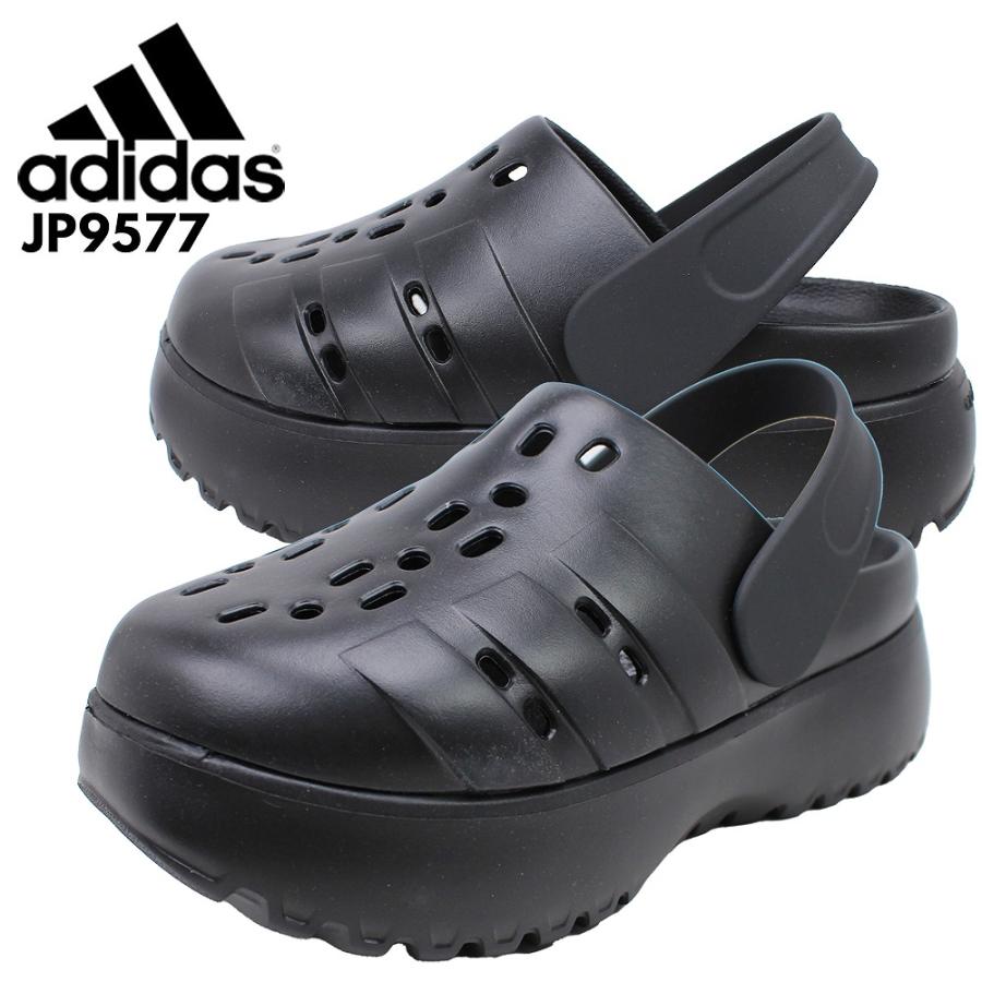 ブラック クロッグサンダル 中ヒール adidas（アディダス） サンダル 厚底 レディース クロッグ スリッポン