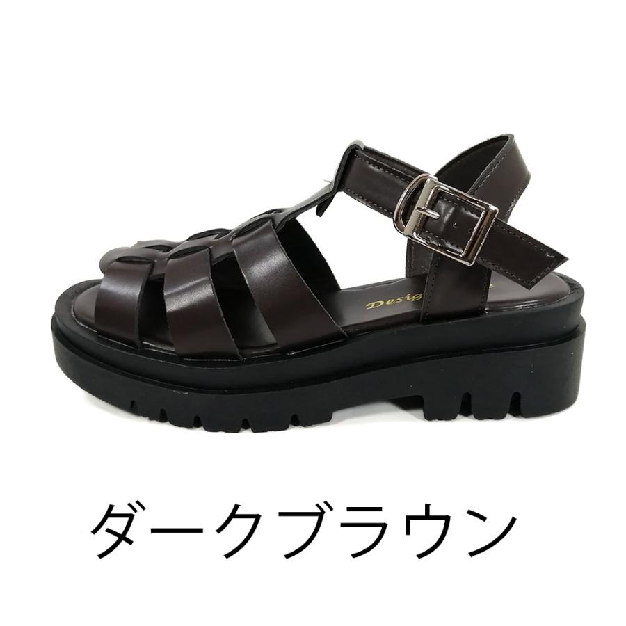 厚底 サンダル トレンド デザインノート 厚底グルカ 靴 レディース