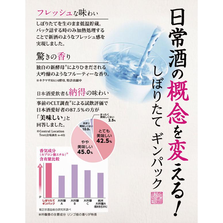 送料無料 菊正宗 しぼりたて ギンパック 500ml×6本 日本酒 清酒 1ケース｜shochuya-doragon｜03