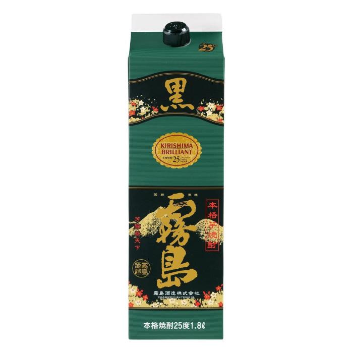 【ぺこ】　黒霧島 焼酎 1800ml 25度　8本セット 霧島酒造 黒霧島 芋焼酎 25度 1800ml パック 1.8L : 焼酎屋ドラゴン
