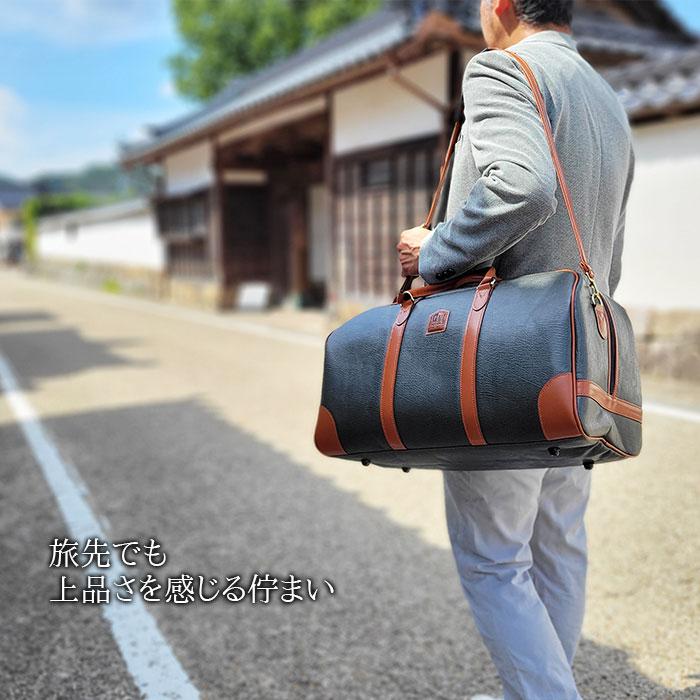 ボストンバッグ メンズ レディース トラベルバッグ 日本製 豊岡製 2way 横 1泊 2泊 ボンディング合皮 カジュアル 旅行 ゴルフ 出張 黒 カーキ_1