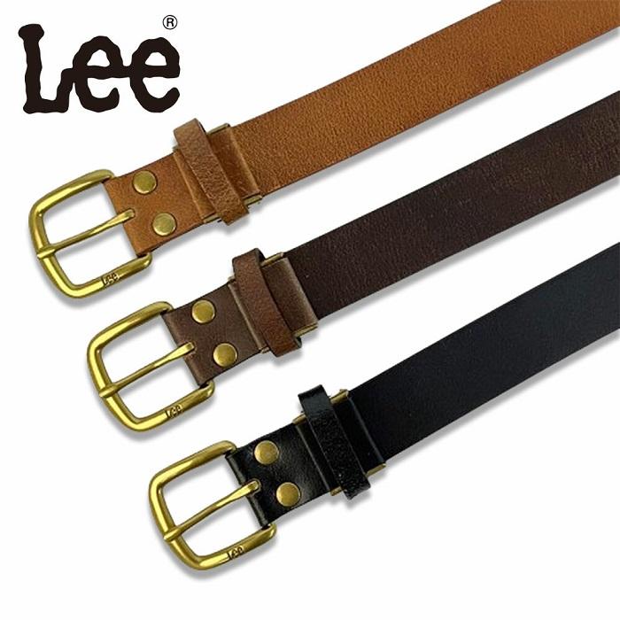 ベルト Lee 30mm幅 牛革 レザーナローベルト ブラック ダークブラウン 