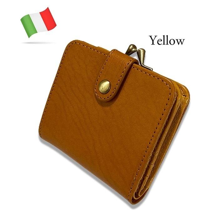 二つ折り財布 tachiya イタリーレザー がま口 ミドルウォレット