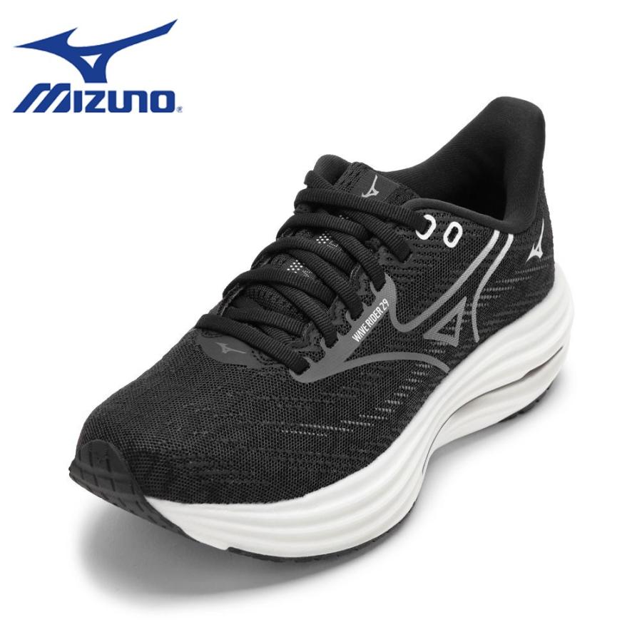 ミズノ MIZUNO J1GC250502 L スニーカー ランニング ウォーキング シューズ 軽量 WAVE RIDER 29 クッション性 衝撃吸収 高反発 ローカットスニーカー 人気 ブランド ブラック×グレー MIZUNO（ミズノ） WAVE RIDER 29 J1GC250502 L レディース スニーカー