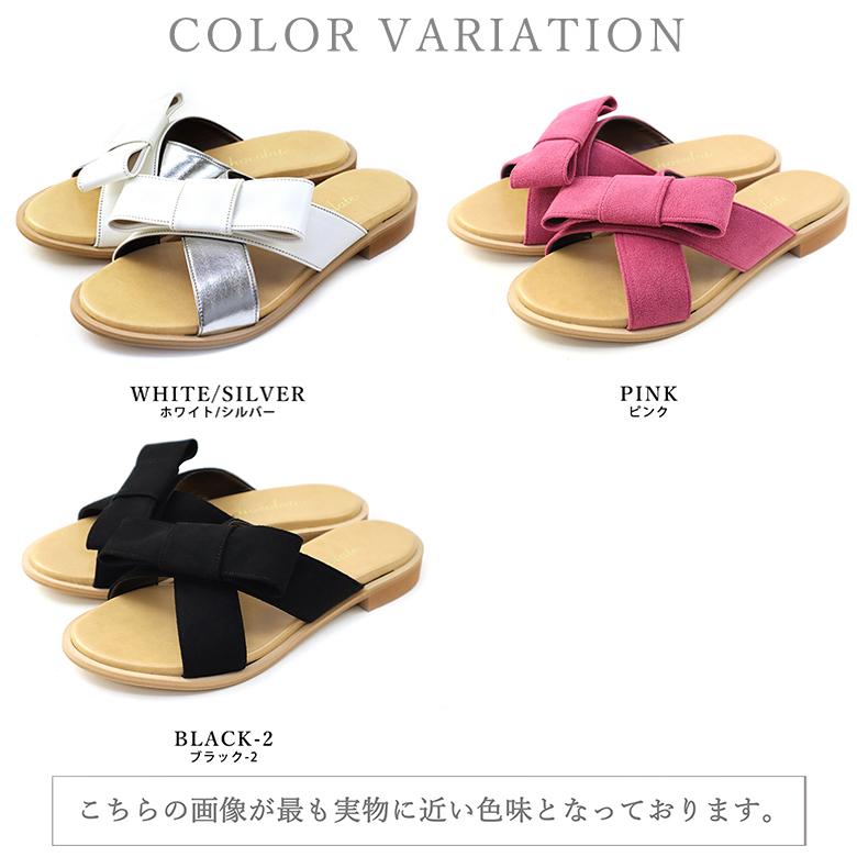 CHOCOLATE 【送料無料 】 日本製 クロスリボン ミュール サンダル 2.0